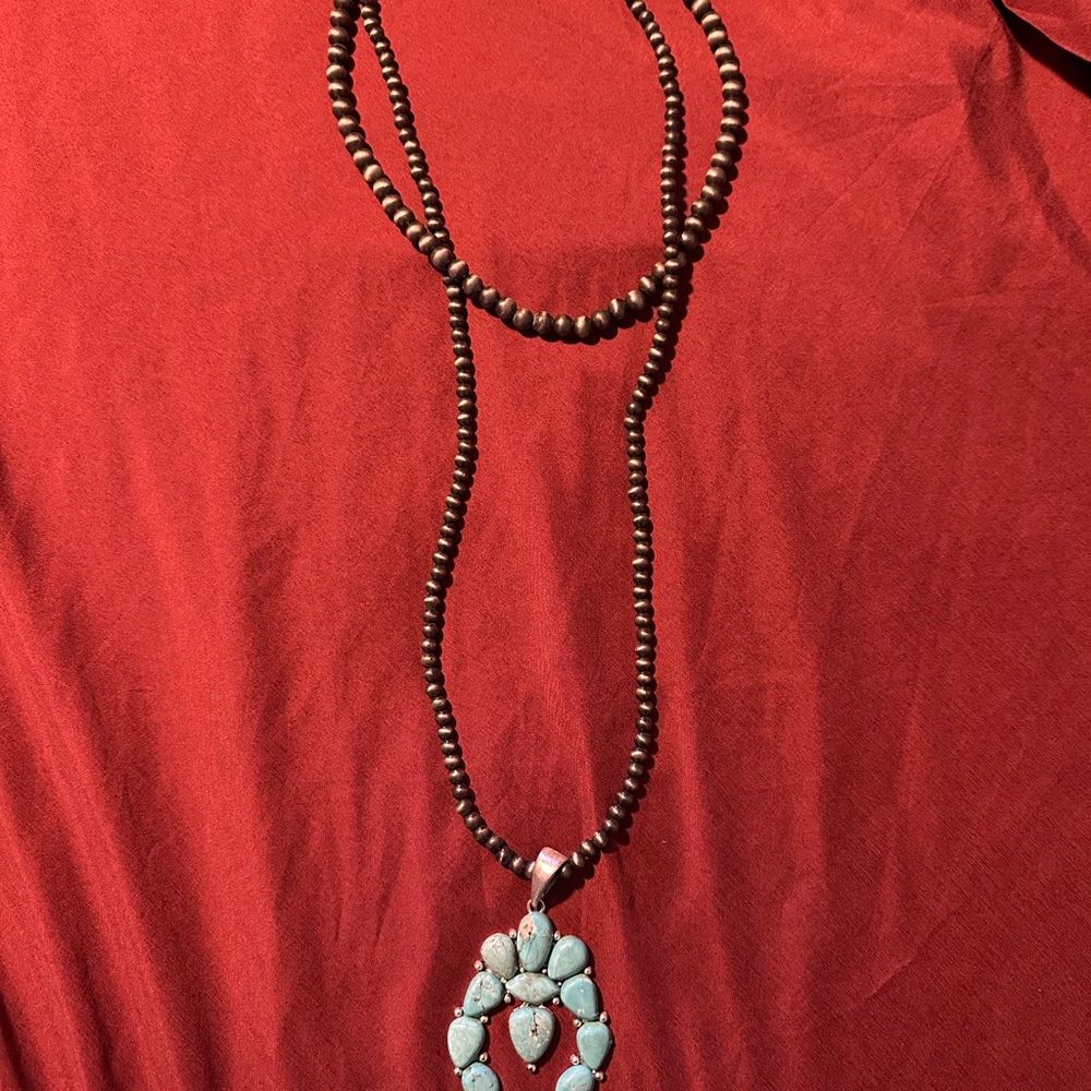 Turquoise and Brown Beaded Necklace